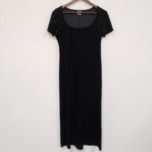 VTG Helene Blake Women Y2K Whimsigoth Velvet Maxi Dress Size M Black Witchy Glam